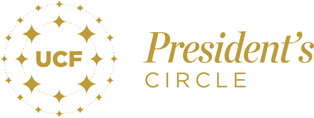 UCF Pesident's Circle logo features UCF gold stars surrounding the UCF logo.